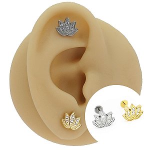 Piercing Labret em Titânio Flor De Lótus Zircônia