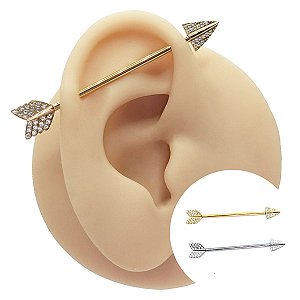 Piercing Transversal em Titânio Flecha Zircônia