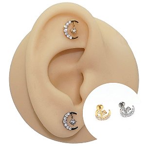 Piercing Labret em Titânio Lua com Pingente