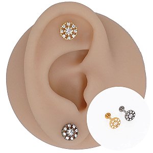 Piercing Labret em Titânio Redondo Zircônia