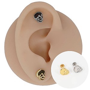 Piercing Labret em Aço Cirúrgico Caveira