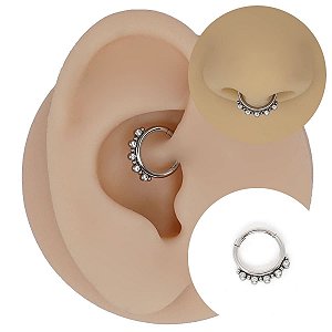 Piercing Argola em Aço Cirúrgico Indiano 5 Zircônias