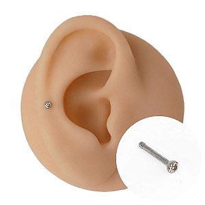 Piercing Encaixe em Aço Cirúrgico Cristal