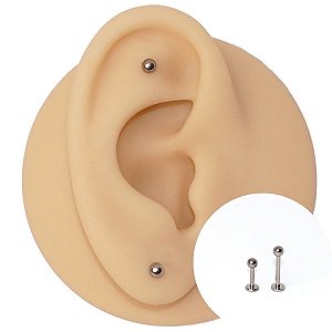 Piercing Labret em Aço Bola