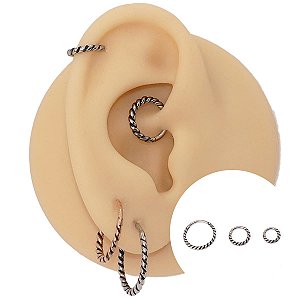 Piercing Argola Segmento Clicker em Aço PVD Cordão