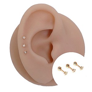 Piercing Australiano Microbell em Ouro 18K Estrela