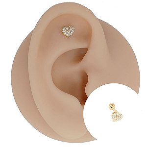 Piercing Microbell em Ouro 18K Coração