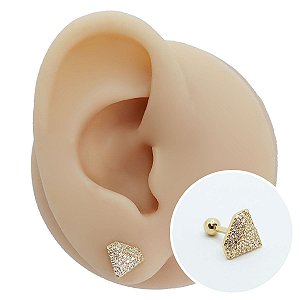 Piercing Microbell Ouro 18K Diamond Zircônias