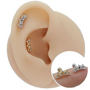 Piercing Microbell Ouro 18K Coroa Zircônias