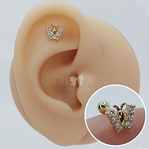 Piercing Microbell Ouro 18K Borboleta