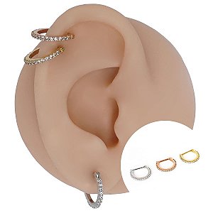 Piercing Argola Clicker em Ouro 18K Base Reta