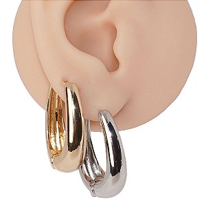 Brinco Argola Clicker Folheado Oval Bold