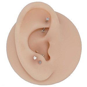 Piercing Microbell Curvo Aço Cirúrgico Zircônia RI