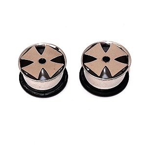 Alargador Plug em Aço Cruz 16mm
