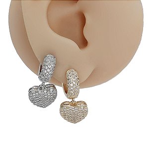 Brinco Argola Folheado Clicker Bold Heart