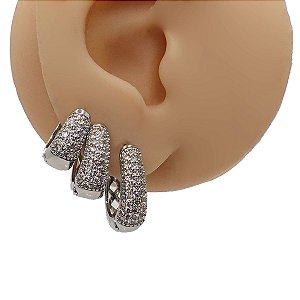Trio Brincos Argola Folheado Clicker Cute