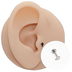 Piercing Labret em Titânio Mini Cruz