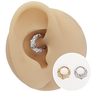 Piercing Argola em Aço Cirúrgico Morcego Zircônia Cravejada