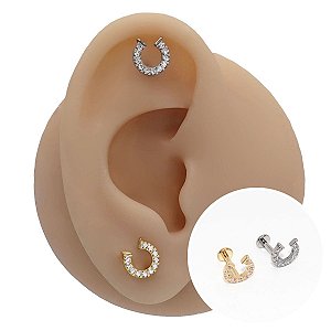 Piercing Labret em Titânio Ferradura Zircônias Cravejadas