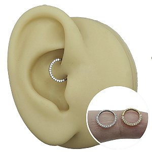 Piercing Argola Clicker em Aço PVD 1.0 com Cristais