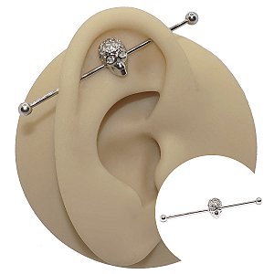 Piercing Transversal Folheado Caveira