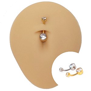 Piercing Banana em Titânio Com Strass Cristal Batterye