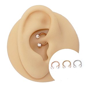 Piercing Ferradura em Aço PVD Opala