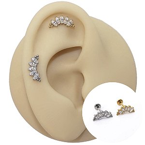 Piercing Labret Cascata em Aço Cirúrgico PVD Trilion Five