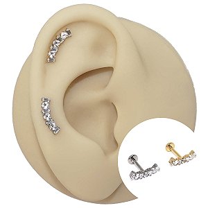 Piercing Labret Cascata em Titânio Coração Zircônia