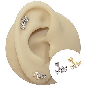 Piercing Labret em Titânio Four Navete Zircônia