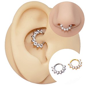 Piercing Argola Clicker em Titânio Zircônias