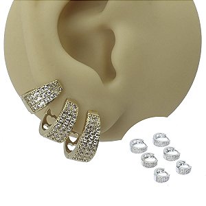 Mix Brincos Argola Folheado Zircônia Tri