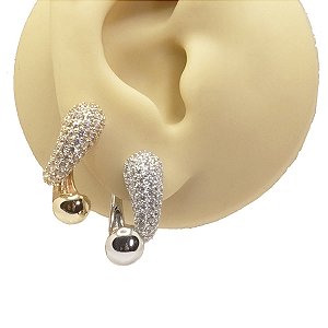 Brinco Ear Jacket Folheado Gota Zircônia