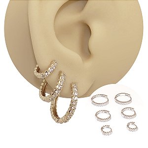 Mix Brincos Folheado Argola Sophie