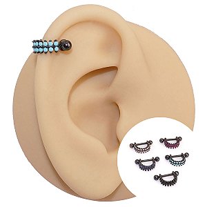 Piercing Argola Folheado Helix Ródio Negro Navetes