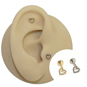 Piercing Labret em Titânio Coração Balls