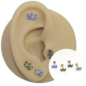 Piercing Labret em Titânio Três Navete Colors