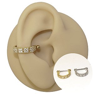 Piercing Argola Barbell Folheado Flor Zircônia