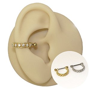 Piercing Argola Barbell Folheado Rendinha Zircônia