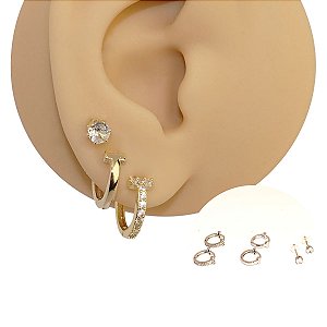 Mix Brincos Prata 925 T Zircônia
