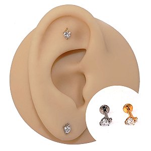 Piercing Labret em Titânio Zircônia Balls