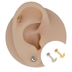 Piercing Labret em Aço Cirúrgico Lua