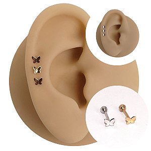 Piercing Microbell Australiano Ouro 18K Borboleta