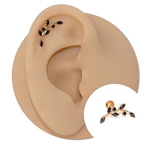 Piercing Labret em Titânio Cascata Ramo Black