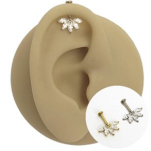 Piercing Labret em Titânio Californiano Flower Zircônias