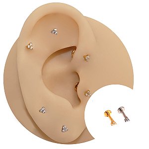 Piercing Labret em Titânio Mini Trilion Rosca Interna