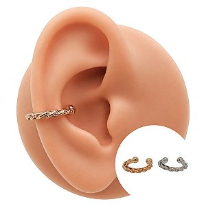 Piercing Argola Folheado Fake Trançado