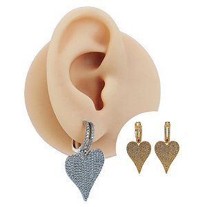 Brinco Argola Clicker Folheado Coração Radiante