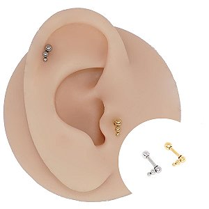 Piercing Microbell em Aço Cirúrgico Triple Bolinhas