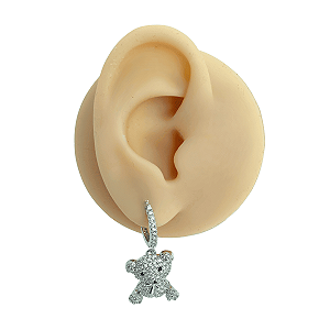 Brinco Argola Clicker Folheado Ursinho